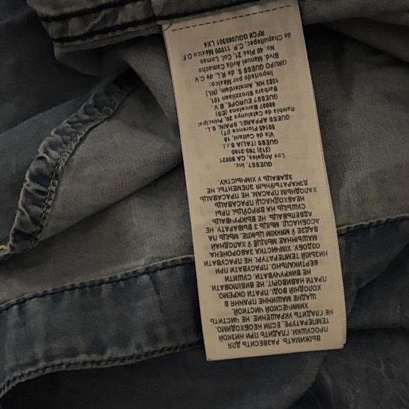 Guess Blue Embroidered  hoodie light Jean Jacket Sz S - Picture 3 of 8